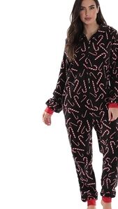 #followme Black Hoodie Onsie w/CandyCane Print Size M